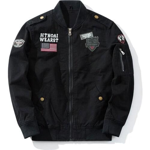 Embroidery Pilot Jacket Men Oversized Casual Cotton Outwear Favorite Outdoor Sports Coat Autumn Spring Army Training Jackets Men