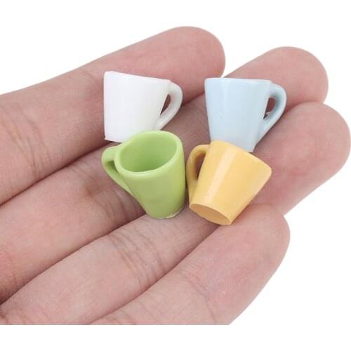 4Pcs/Set 1:12 Dollhouse Miniature Accessories Mini Resin Mug Model Simulation Japanese Style Water Cup Toy Doll House Decoration