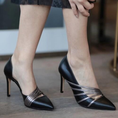 Mio Gusto Brand LILY, Black and Skin, 8Cm Heel Height, high Quality Fashion Women 's Stiletto Pumps Shoes, high heels , heels women , mary jane shoes , platform shoes