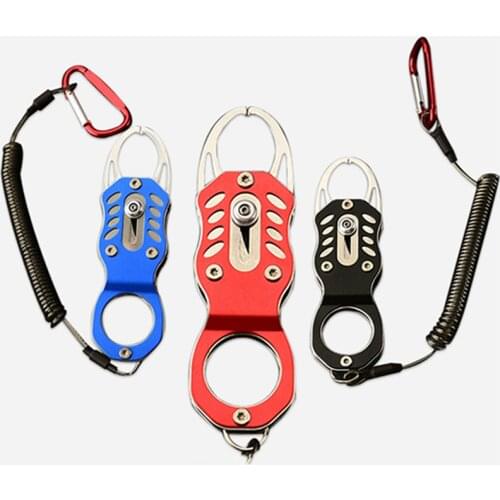 Fish Grip Outdoor Portable Lock Fishing Tackle Tools Fish Lip Clip Folding Gripper Ultra Light Weight With Retention Rope