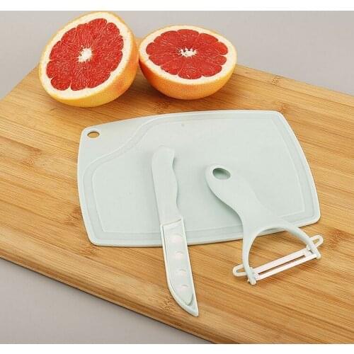 3Pcs Advanced Ceramic Fruit Knife Peeler Picnic Home Mini Small Cutting Board Set for Kitchen Cutting Fruit and Vegetable Peeler
