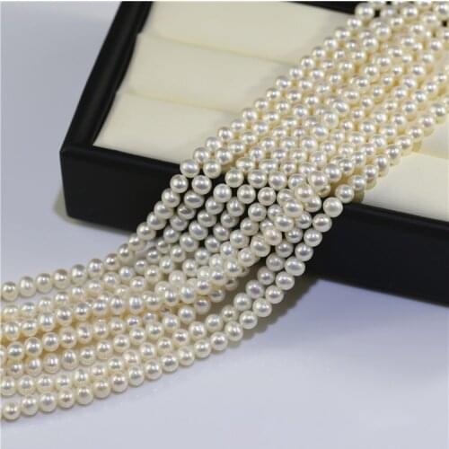 Natural 5-6mm AA near round white pearl strands loose beads women lady jewelry DIY