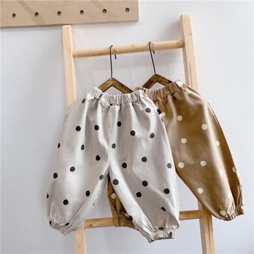 2020 Autumn New Children Polka Dots Haren Pants Loose Casual Toddlers Kids Korean Style Trousers