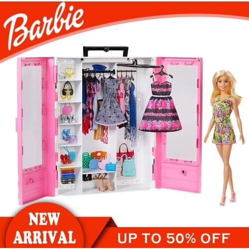 Original Barbie Brand Fashionistas Ultimate Closet Doll Beautiful Skirt Accessories Dress up Kids Toy Gift For Children GBK12