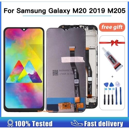 Original LCD For Samsung Galaxy M20 M205 M205F SM-M205F/DS LCD Display Touch Screen Digitizer Assembly AMOLED Replace LCD tested