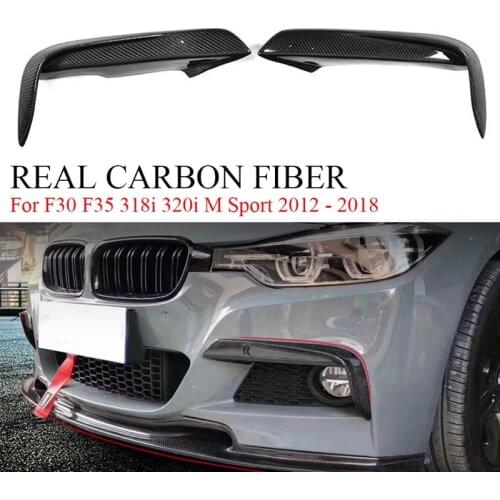 Carbon Fiber Front Bumper Canards Splitters Fog Lamp Cover Trim For-BMW 3 Series F30 F35 318I 320I M Sport 2012 - 2018