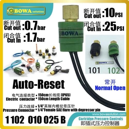 Auto reset pressure switches with fixed differential pressure is great choice for laboratory equipments and cascade freeer units