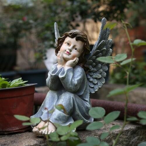 43cm Poly Resin Creative Garden Elf Figurine Courtyard Fairy Statue Home Garden Outdoor Decorations Sculptures