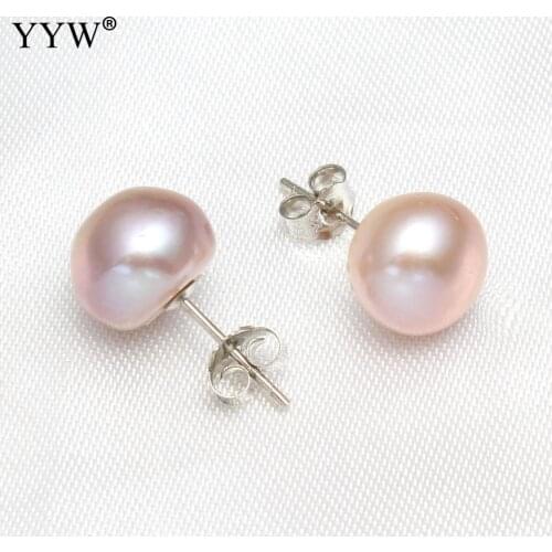 Freshwater Pearl Earrings Nature Freshwater Pearl Earrings of Sterling Stud Earring For Women Pearl Jewelry 10-11mm