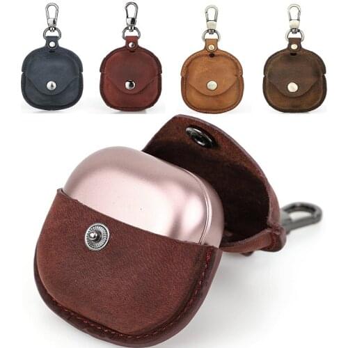 Luxury Earphone Case Vintage Leather Case for Samsung Buds Live Charging Box Cover for Galaxy Buds Live Case with Keychain