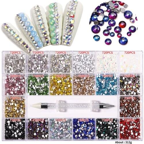 Swarovsky 14400Pcs Crystal Rhinestone Diamond Gemstone Event Holiday 3D Glitter Nail Art Decoration Beauty