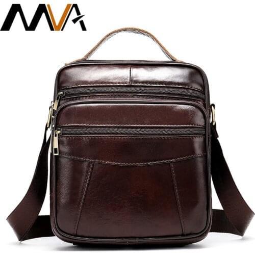 MVA Mens Crossbody Bag Genuine Leather Mens Bags Male Small Shoulder Bag For Men Handbag Flap Messenger Bags Men Leather 8318