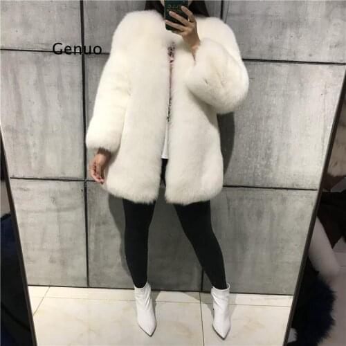 Loose Faux Fur Thickened Fluffy Jacket Women Winter Fluffy Luxury Overcoat High Quality Long Cropped Plush Coat Femme