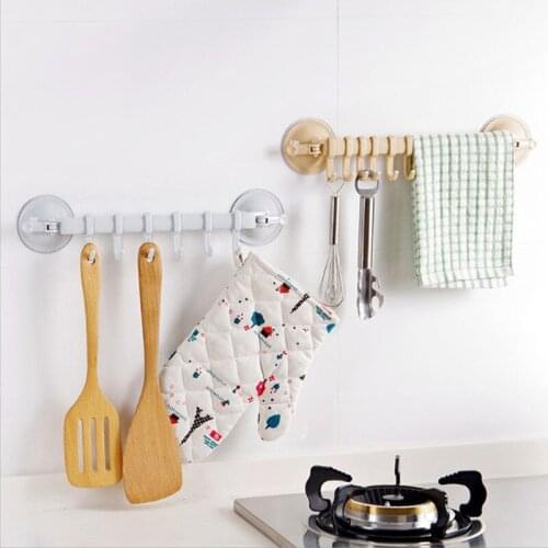 T sucker rotating towel rack 6 hook rack multifunctional towel rack toilet towel bar