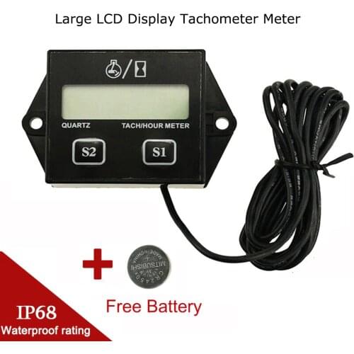 Motorcycle Tachometer Hour Meter Engine Tach Motobike Gauge Marine Chainsaw Pit Bike Boat Engine Inductive LCD Digital Display