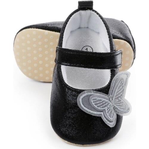 Spring Autumn Infant Newborn Baby Girls Fashion Butterfly PU Non-slip Flats Glitter Bowknot Princess Dress Shoes First Walkers