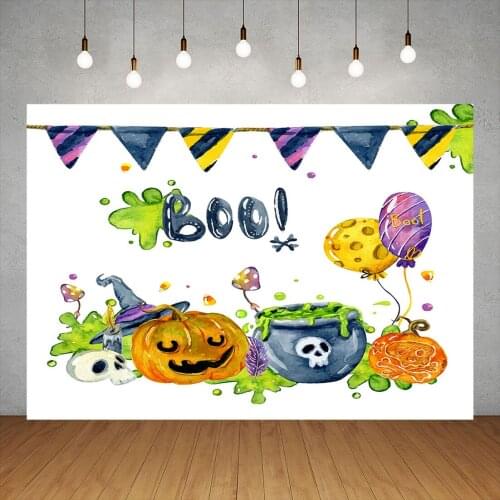 Halloween Pumpkins Paintings Banner Photography Backgrounds Viny Backdrop Photo Studio for Children Baby Family Party Photocall