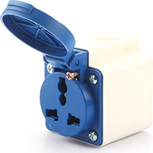 Waterproof Universal Grounding industry Power wall socket German European 2P+E 16A 250V IP44 EU power surface mounted outlet