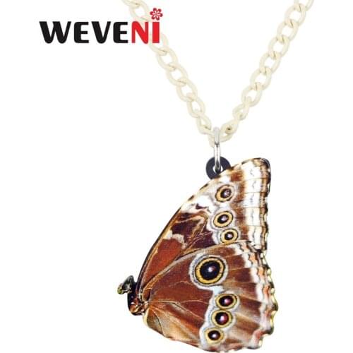 WEVENI Acrylic Wood Nymph Butterfly Necklace Pendant Chain Choker Fashion Trendy Insect Jewelry For Women Girls Cheap Dropship