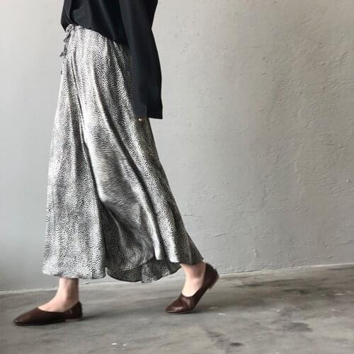 YourSeason New Women Leopard Satin Silk Fish Skirts 2021 Spring Autumn Plus Size Loose Ladies Fashion Elastic Waist Tie Skirt