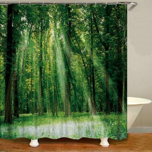 Natural Scenery Shower Curtain Tropical Rainforest Fashion Bath Accessories with Hook Waterproof Polyester Fabric Bathroom Decor