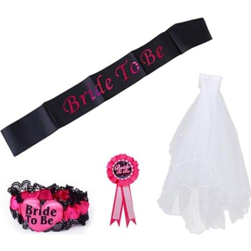 1Set Wedding Bride To Be Rosette Mantilla Badge Sash Garter Wedding Hen Party Bride Bachelorette Party Gifts