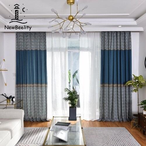 2021 New Modern Curtains for Living Dining Room Bedroom and Simple European Style Curtains, Polyester-cotton Printed