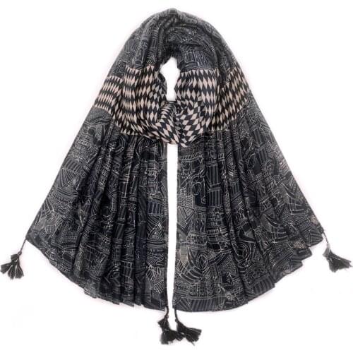 2021 Women Fashion Printed Pattern Cotton Tassel Scarf Shawls Wraps Hijabs 10pcs/lot