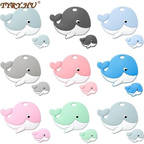 TYRY.HU 5/10pcs Silicone Whale Teether Cartoon Mini Ship Beads Food Grade Silicone Pandents DIY Teething Toys Gift BPA Free