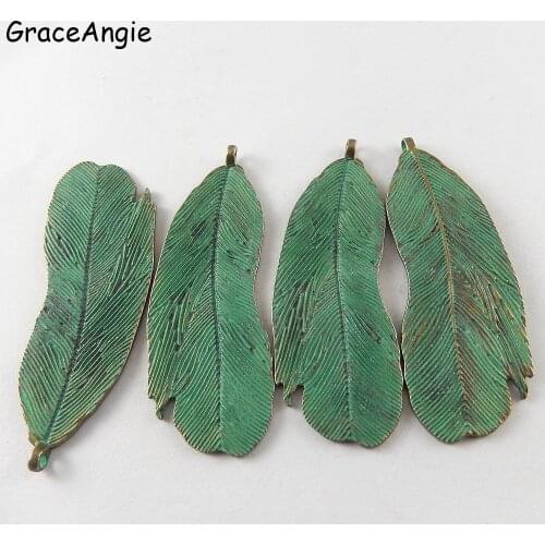 5PCS Tree Leaves Jewelry Charms Accessories Punk Pendant For Boho Necklace Make Patina Green Color Big Earrings DIY Vintage