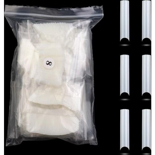 500pcs/bag Extra-Long False Nail Tips "C" Curved Half Cover Fake Nails 10 Sizes Clear Acrylic Nails DIY Salon Manicure Supply