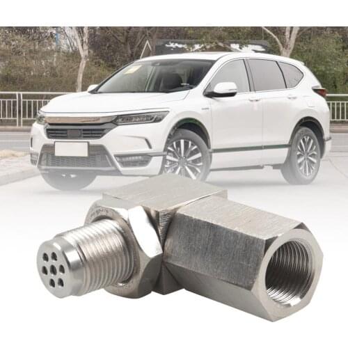 Anti-corrosive Lightweight 90 Degrees Metal O2 Sensor Angled Extender Spacer with Filter for Car