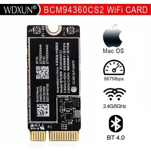 New BCM94360CS2 Wireless-AC WIFI Bluetooth BT 4.0 Airport 802.11ac Card For Macbook Air 11" A1465 13" A1466 2013 MD711LL/A MD760