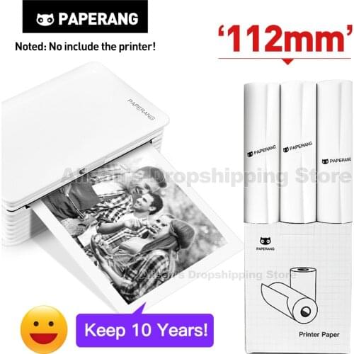 112mm White Thermal Paper Sticker for GZM11201 Paperang max can keep 10 years 3 rolls per pack( Only paper)