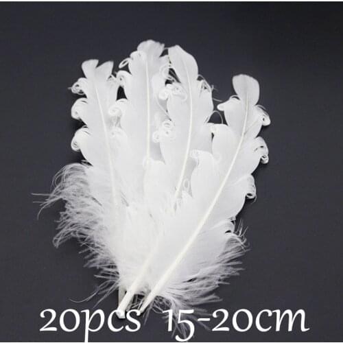 20pcs/lot white Curly Goose Feathers for Jewelry Making Wedding Party Decorative 13-18cm DIY Christmas Home plumas Accessories