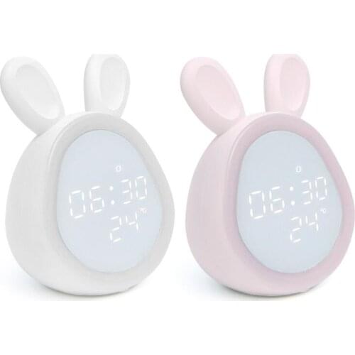 Bluetooth Alarm Clock LED Night Light Voice Control with Temperature Display Bedside Lamp Decor