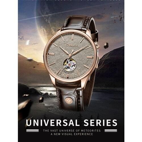 CADISEN Men Mechanical Wristwatches MIYOTA 82S0 Watch Italian Leather Sapphire Automatic Hollow out Watches Mens Diving Clock