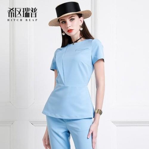 Designer High End Professional Two Piece Fashion Wide Leg Pants Waist Set