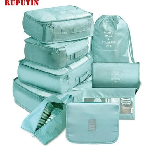 9Pcs/set Travel Clothes Classification Storage Bag For Packing Cube Shoe Underwear Toiletries Organizer Pouch Travel Accessories