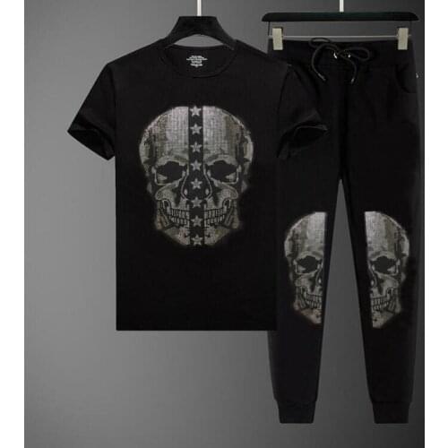 Dropshipping Diamond stone short Sleeve Casual Mens Sets 2021 Korean Style 2 Piece Sets Clothes Men Streetwear Fitness