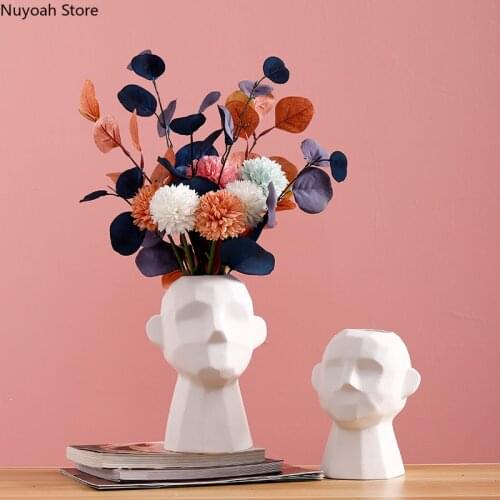 Geometric Portrait Ceramic Vase Creative Simulation Flower Flower Arrangement Decoration Living Room Home Decoration Accessories