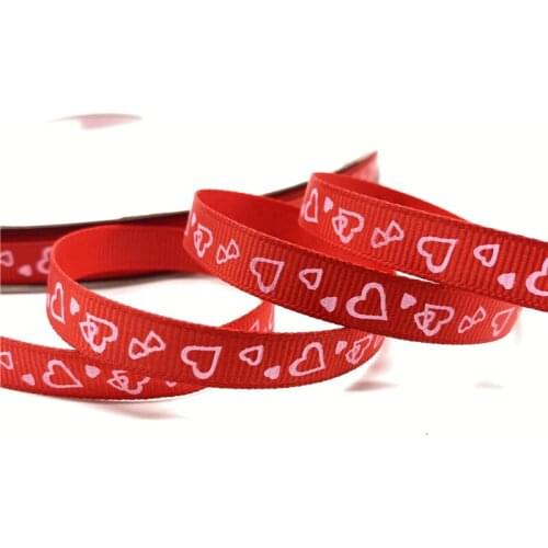 5Yards 10mm Grosgrain Ribbon Printed Heart-shaped Pattern For Christmas Wedding Decoration DIY Sewing Handmand Craft #03