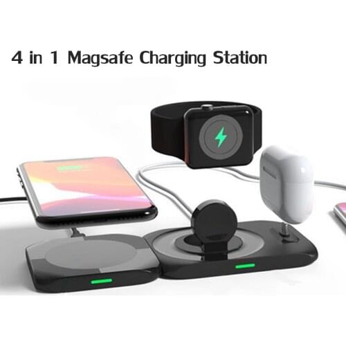 Mag Magnet Safe Qi Wireless Charging Dock Station For iPhone 11 12 Pro Max Apple i Watch Airpods/Pro Multiple Fast Charge Pad