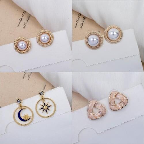 Fashion new ladies simulation pearl earrings geometric round earrings earrings jewelry wedding gifts