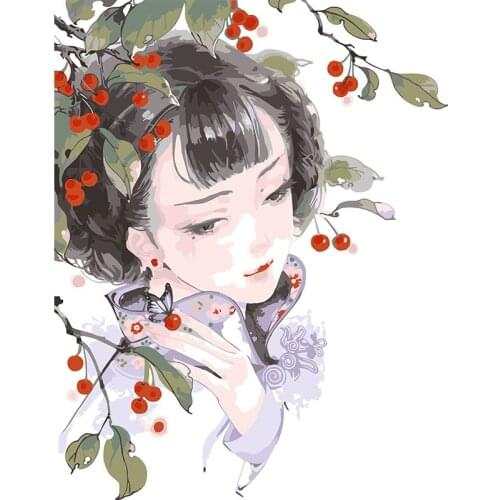 Cartoon pretty girl painting pictures digital painting by numbers for adults kids cuadros decoracion salon decoration framed