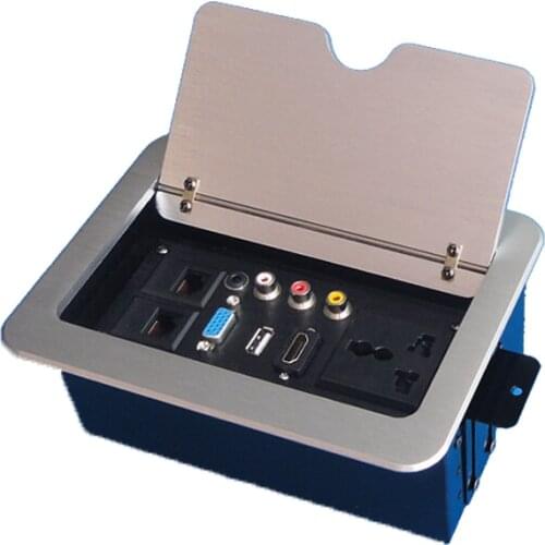 2019 Alibaba express lip up rca multi outlet with lid office conference equipment VGA HDMI USB Clamshell desktop socket