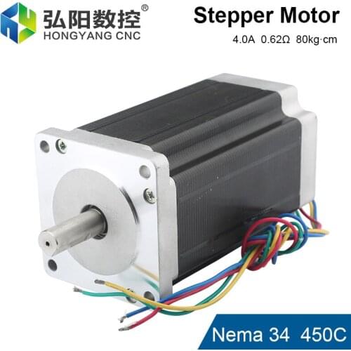 Nema 34 CNC Stepper Motor 4A D12.7mm D14mm 450C Stepper Motor 4-Core Cable For High Torque CNC Engraving Machine