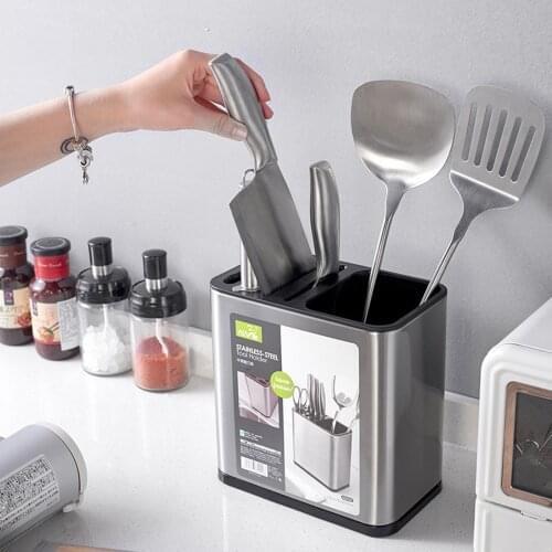 Stainless Steel Hanging Cutlery Holder Drainer Spoon Fork Chopsticks Storage Basket Rack Kitchen Accessories Tools Organizer