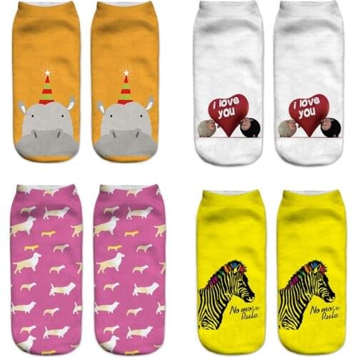 3D Print New Women Durable Socks Casual Polyester Socks Low Cut Ankle Sock Cartoons Casual Type Teenager Socks