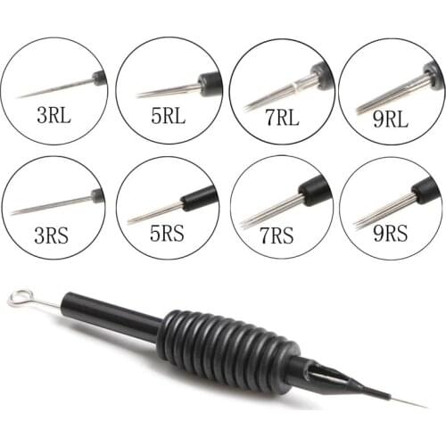 Disposable black sterile tattoo needle, silicone grip tip holder rl rs rm, supplies for tattoo gun machine